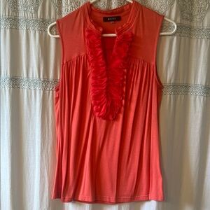 41 Hawthorn Red Sleeveless Ruffle Blouse